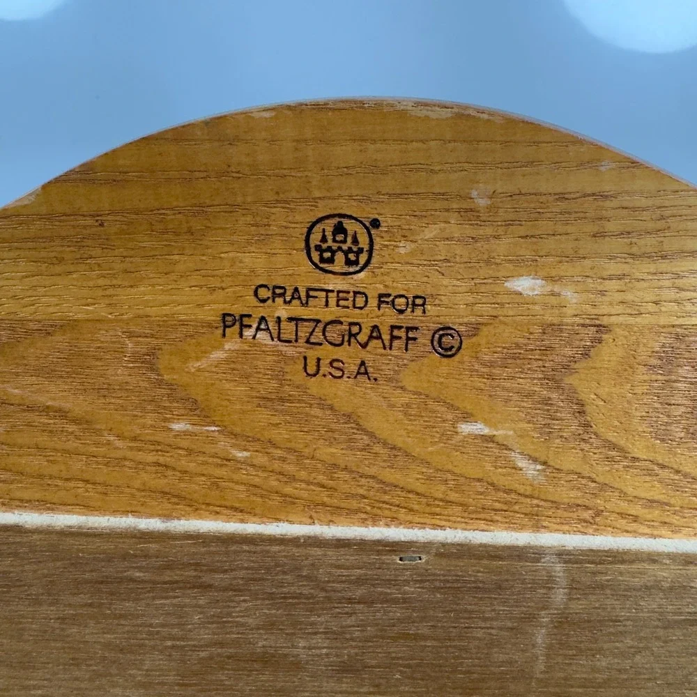 Vintage Pfaltzgraff Wood Roll Top Bread Box Floral Ceramic Accent USA Made